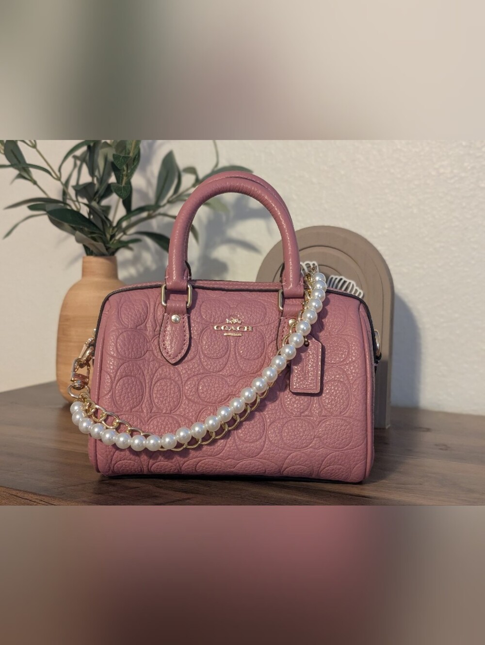 🌷Coach Pink Leather Mini Satchel - Signature Embossed🌷